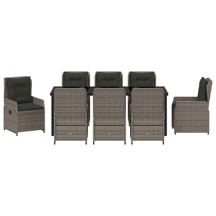 Trädgårdsmöbelset 9 pcs Grå konstrotting