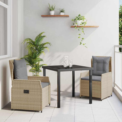 Trädgårdsmöbelset 3 pcs Beige och Ljusgrå konstrotting