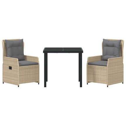 Trädgårdsmöbelset 3 pcs Beige och Ljusgrå konstrotting