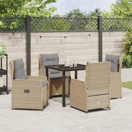 Trädgårdsmöbelset 5 pcs Beige och Ljusgrå konstrotting