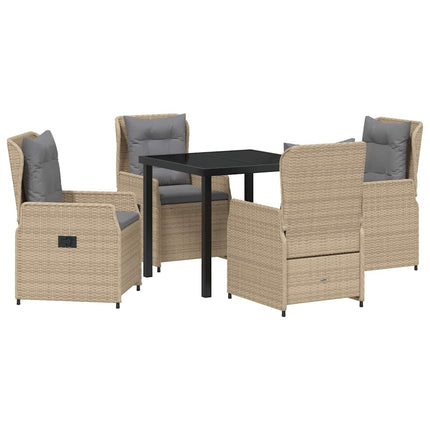 Trädgårdsmöbelset 5 pcs Beige och Ljusgrå konstrotting