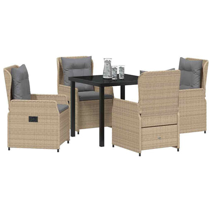 Trädgårdsmöbelset 5 pcs Beige och Ljusgrå konstrotting