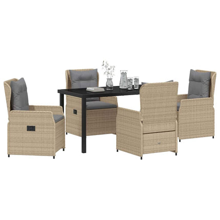 Trädgårdsmöbelset 5 pcs Beige och Ljusgrå konstrotting