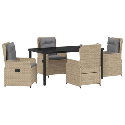 Trädgårdsmöbelset 5 pcs Beige och Ljusgrå konstrotting