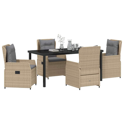Trädgårdsmöbelset 5 pcs Beige och Ljusgrå konstrotting