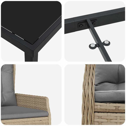 Trädgårdsmöbelset 7 pcs Beige och Ljusgrå konstrotting