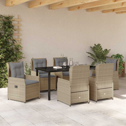 Trädgårdsmöbelset 7 pcs Beige och Ljusgrå konstrotting