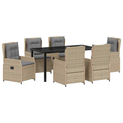 Trädgårdsmöbelset 7 pcs Beige och Ljusgrå konstrotting