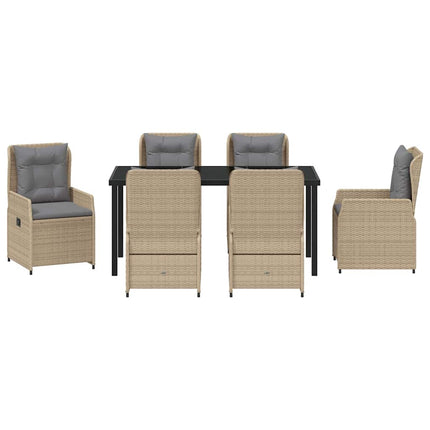 Trädgårdsmöbelset 7 pcs Beige och Ljusgrå konstrotting