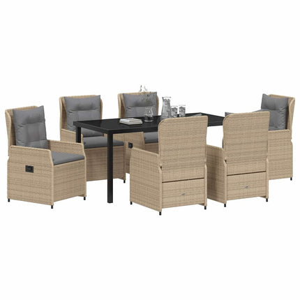 Trädgårdsmöbelset 7 pcs Beige och Ljusgrå konstrotting