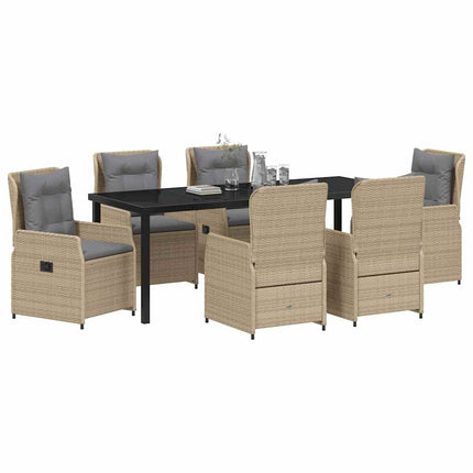Trädgårdsmöbelset 7 pcs Beige och Ljusgrå konstrotting