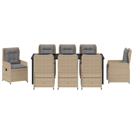 Trädgårdsmöbelset 9 pcs Beige och Ljusgrå konstrotting