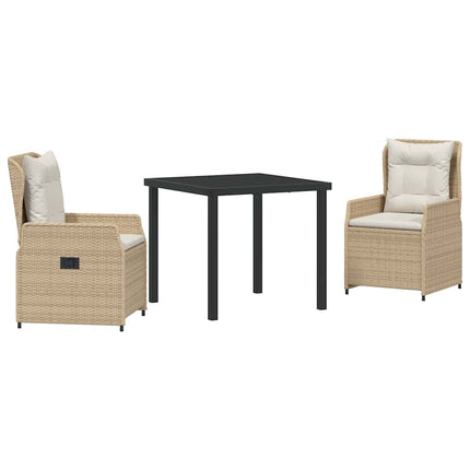 Trädgårdsmöbelset 3 pcs Beige och Ljusgrå konstrotting