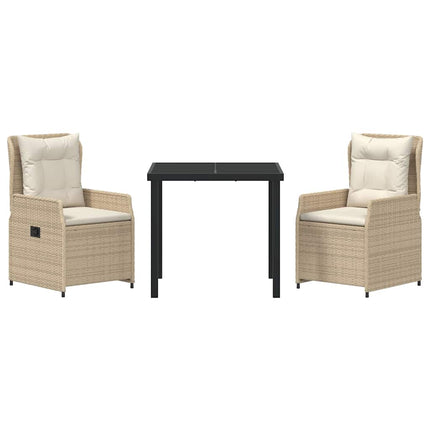 Trädgårdsmöbelset 3 pcs Beige och Ljusgrå konstrotting