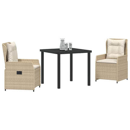 Trädgårdsmöbelset 3 pcs Beige och Ljusgrå konstrotting