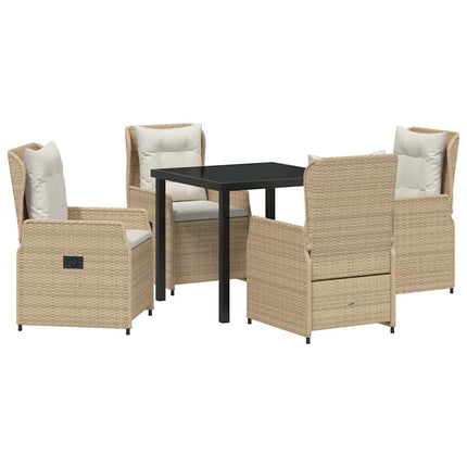 Trädgårdsmöbelset 5 pcs Beige och Ljusgrå konstrotting