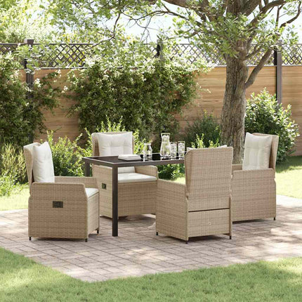 Trädgårdsmöbelset 5 pcs Beige och Ljusgrå konstrotting