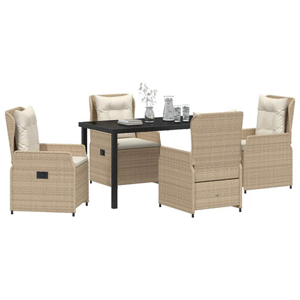 Trädgårdsmöbelset 5 pcs Beige och Ljusgrå konstrotting