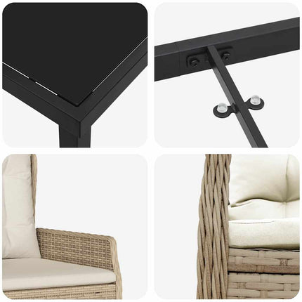 Trädgårdsmöbelset 5 pcs Beige och Ljusgrå konstrotting