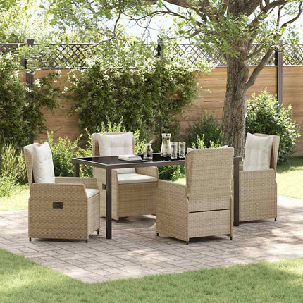 Trädgårdsmöbelset 5 pcs Beige och Ljusgrå konstrotting