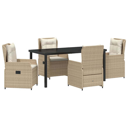 Trädgårdsmöbelset 5 pcs Beige och Ljusgrå konstrotting