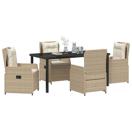 Trädgårdsmöbelset 5 pcs Beige och Ljusgrå konstrotting