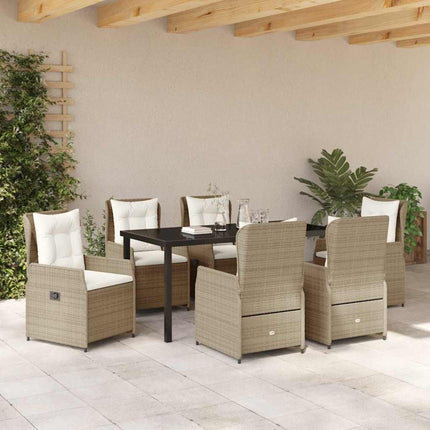Trädgårdsmöbelset 7 pcs Beige och Ljusgrå konstrotting