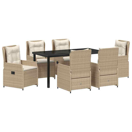 Trädgårdsmöbelset 7 pcs Beige och Ljusgrå konstrotting