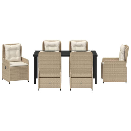 Trädgårdsmöbelset 7 pcs Beige och Ljusgrå konstrotting