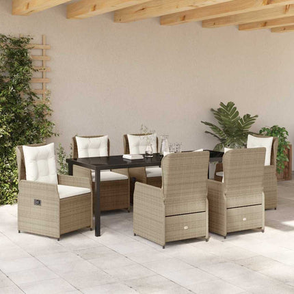 Trädgårdsmöbelset 7 pcs Beige och Ljusgrå konstrotting