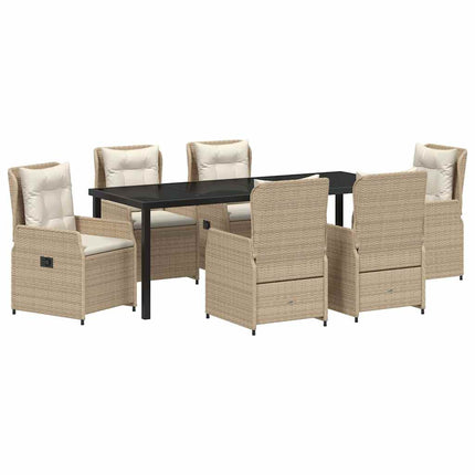 Trädgårdsmöbelset 7 pcs Beige och Ljusgrå konstrotting