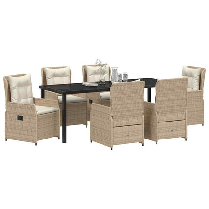 Trädgårdsmöbelset 7 pcs Beige och Ljusgrå konstrotting
