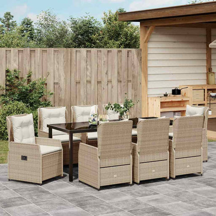 Trädgårdsmöbelset 9 pcs Beige och Ljusgrå konstrotting