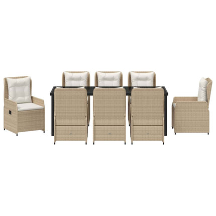 Trädgårdsmöbelset 9 pcs Beige och Ljusgrå konstrotting