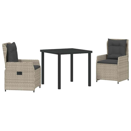 Trädgårdsmöbelset 3 pcs Ljusgrå konstrotting