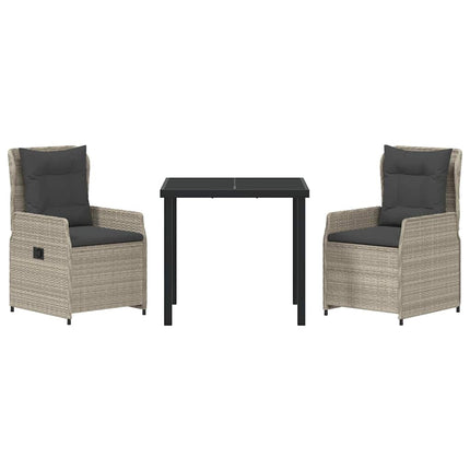 Trädgårdsmöbelset 3 pcs Ljusgrå konstrotting