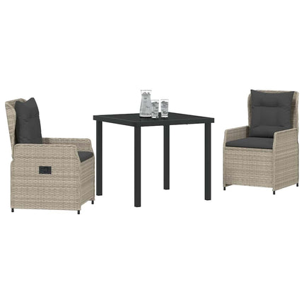 Trädgårdsmöbelset 3 pcs Ljusgrå konstrotting