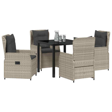 Trädgårdsmöbelset 5 pcs Ljusgrå konstrotting