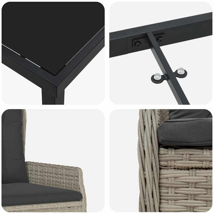 Trädgårdsmöbelset 5 pcs Ljusgrå konstrotting