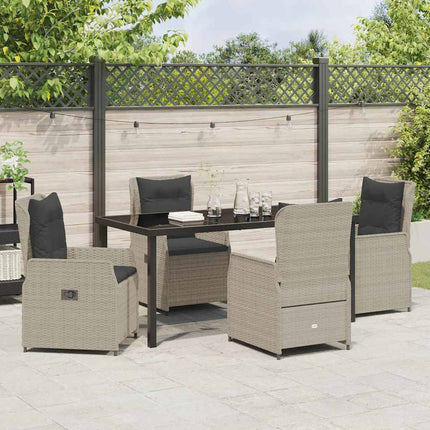 Trädgårdsmöbelset 5 pcs Ljusgrå konstrotting