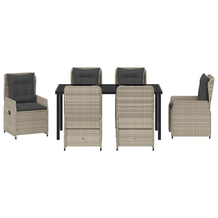 Trädgårdsmöbelset 7 pcs Ljusgrå konstrotting