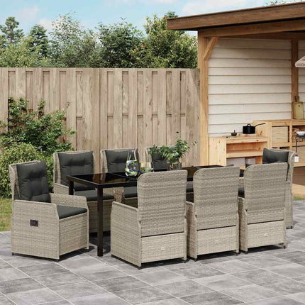 Trädgårdsmöbelset 9 pcs Ljusgrå konstrotting