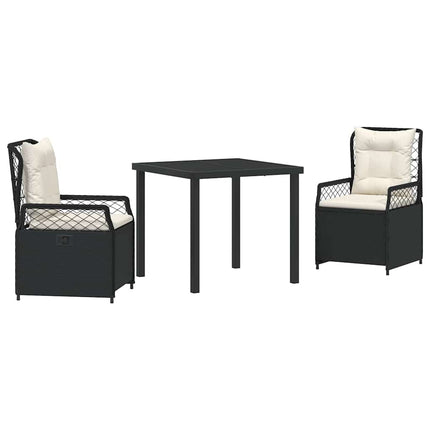 Trädgårdsmöbelset 3 pcs Svart konstrotting