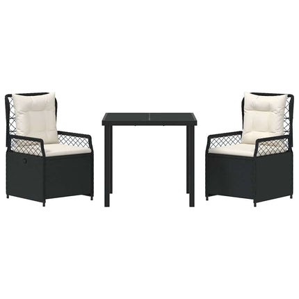 Trädgårdsmöbelset 3 pcs Svart konstrotting