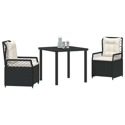 Trädgårdsmöbelset 3 pcs Svart konstrotting