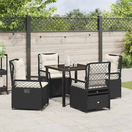 Trädgårdsmöbelset 5 pcs Svart konstrotting