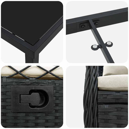Trädgårdsmöbelset 5 pcs Svart konstrotting