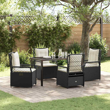 Trädgårdsmöbelset 5 pcs Svart konstrotting