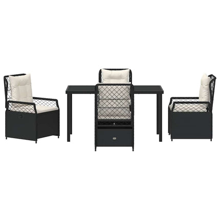 Trädgårdsmöbelset 5 pcs Svart konstrotting