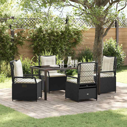Trädgårdsmöbelset 5 pcs Svart konstrotting